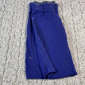 Lululemon Cropped Pants Womens 8 Royal Blue Cotton Blend Ruched Side Panels